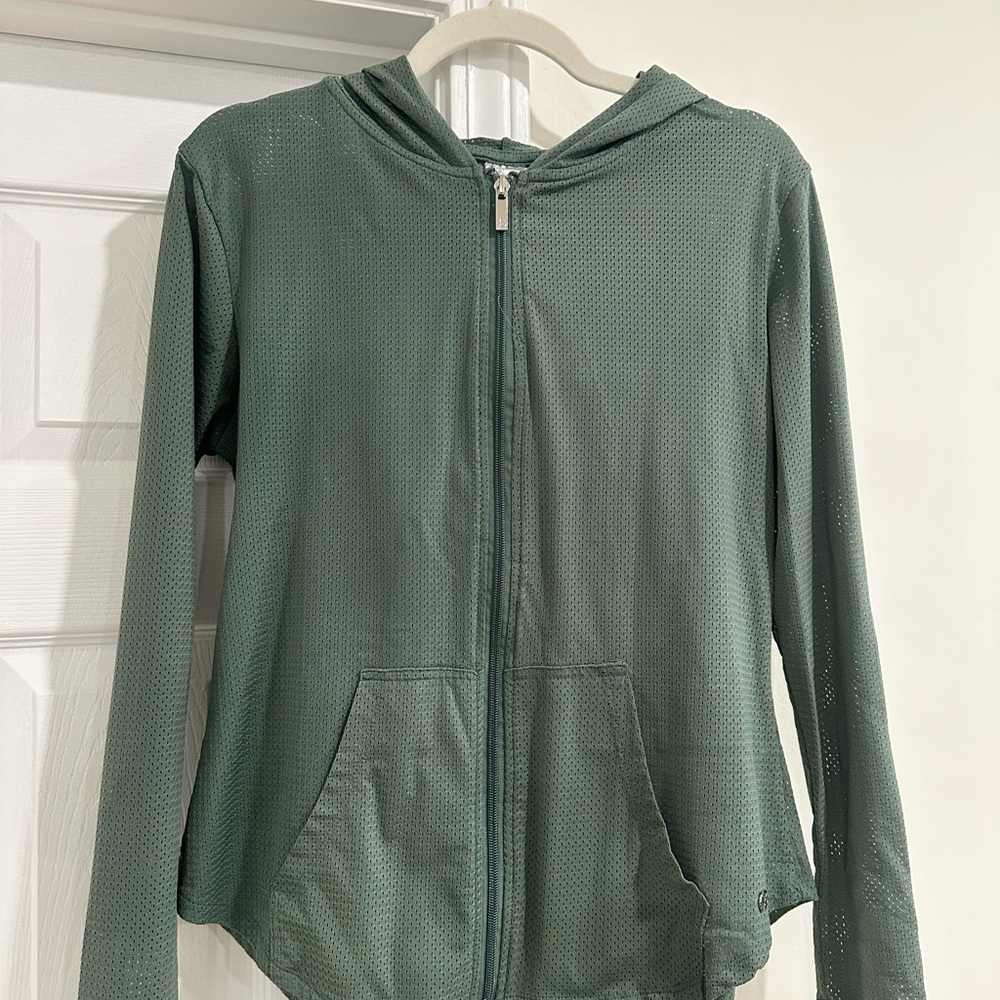 BuffBunny Sage Green Mesh Zip Hoodie